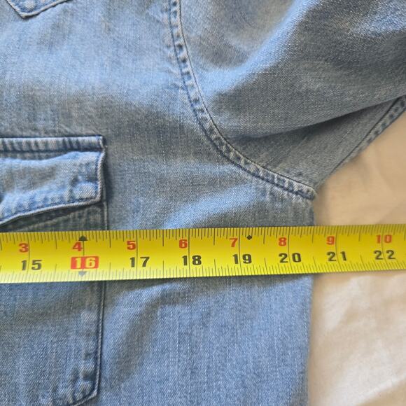 J. Crew Garcon Chambray Denim Western Shirt Pearl Button UP Size 4 (Fits like M) - Picture 8 of 9